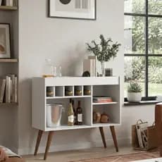 Buffet Aparador Adega Retrô com Porta-Garrafas e Nichos Decorativos para Sala de Jantar