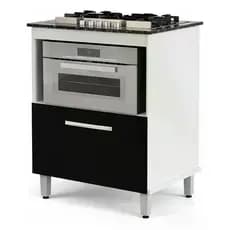 Balcão para Cooktop 4/5 Bocas Porta Basculante Espaço Forno Branco/preto/marmore