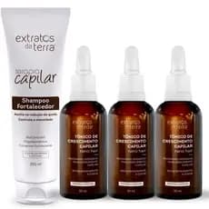 Kit 3 Tônicos Crescimento Capilar Shampoo Extratos Da Terra