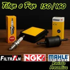 Filtro De Ar + Vela NGK + Filtro de  Combustível Honda Titan Fan 150 160 2014 a 2024