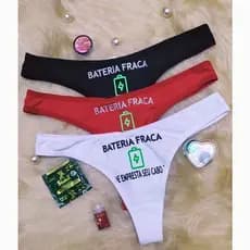 Kit 3 Calcinha tanga cavada Frase Personalizada Tamanho Único