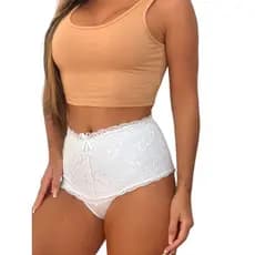 Calcinha Norma cinta Modeladora Cós alto Cores Variadas Tecido Cotton e Renda Ref: 0619