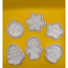 Kit Cortadores de Biscoito Natalinos - Papai Noel/Boneco de neve/Arvore de Natal - 6 Cortadores 5,5 - 7cm
