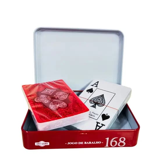 Kit 2 Baralhos 54 Cartas Premium Com Case Estojo De Lata