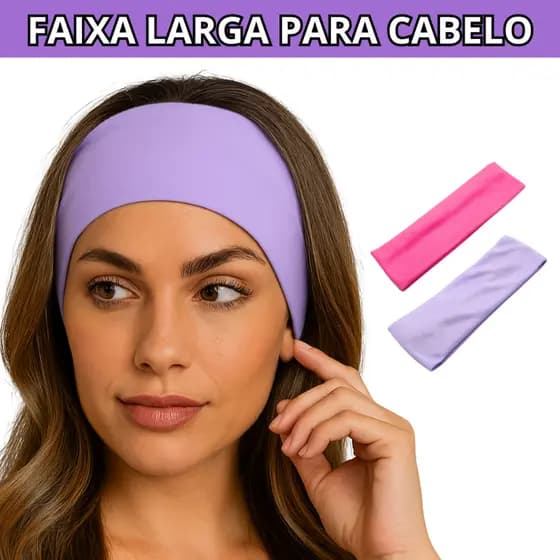 Faixa de Cabelo Larga em Malha Elástica Headband Tiara Esportiva Fitness, Yoga, Academia e Dia a Dia