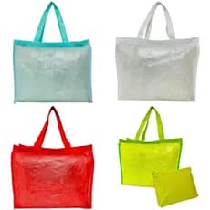 Kit Bolsa de Praia com Necessaire Viagem Feminina Verão Piscina Brilhante