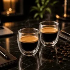 6 Copos De Vidro Borasilicato Duplo 100ml Nespresso Transparente