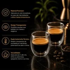 Copos Dupla Camada de Vidro Borasilicato 100ml Nespresso Transparente