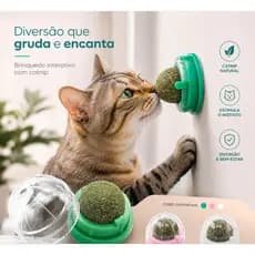 Brinquedo Bola com Catnip Erva de Gato Natural e Melhora Halito Cola na Parede