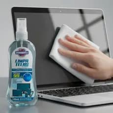 Limpa Telas 100ml Para Notebook Celular Tv Smart Com Pano Microfibra Ideal Para Eletrônicos Delicados