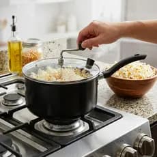 Pipoqueira Antiaderente Panela Pipoca 3 Litros Tampa De Vidro Girador Preta