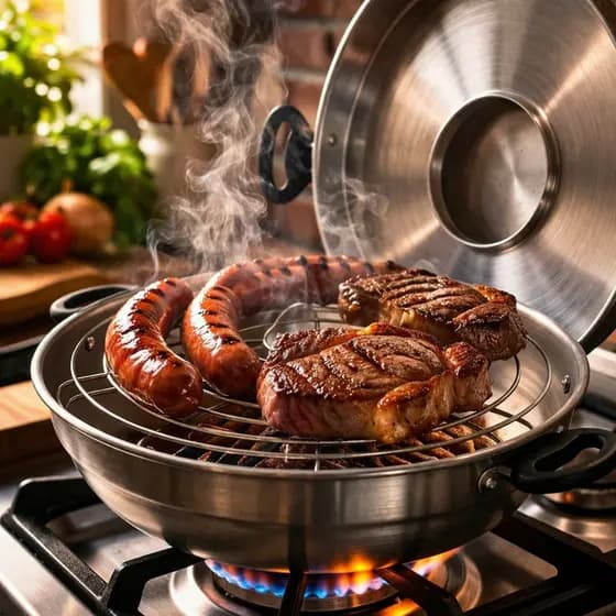 Churrasqueira Assadeira Grande Grill Boca Fogão Panela Alumínio Polido Grelhados Carnes Legumes