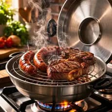 Churrasqueira Assadeira Grande Grill Boca Fogão Panela Alumínio Polido Grelhados Carnes Legumes