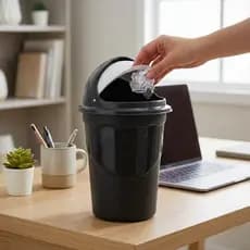 Lixeira Redonda Pedal 3 Litros Preta Pequena Plastico Cozinha Banheiro Lavanderia Escritório