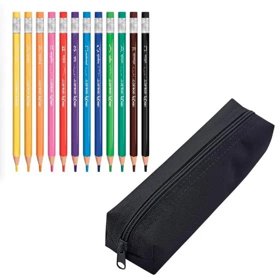 Kit Lápis Jumbo Apagável Leo&Leo + Estojo Escolar Preto ACP