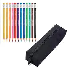 Kit Lápis Jumbo Apagável Leo&Leo + Estojo Escolar Preto ACP