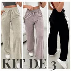Calça pantalona de Lazinho feminina cintura alta com bolso pra inverno