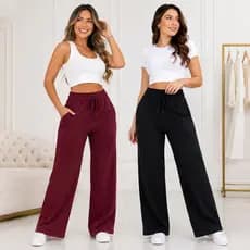 Calça pantalona de Lazinho feminina cintura alta com bolso pra inverno