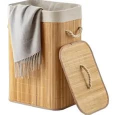 Cesto Organizador Bambu Forrado Grande e Pequeno kit Retangular Quarto Mesa Copa Banheiro Escritório
