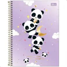 Caderno Tilibra 10 Materias Lovely Friends Panda Arco-Iris Feminino Meninas 160 Folhas