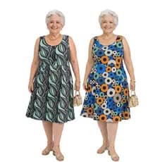 2 VESTIDOS VOVÓ SOLTINHO LIGANETE ESTAMPAS VARIADAS CASUAL