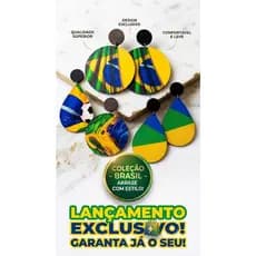 Brinco Feminino Brasil Brazil Verde Amarelo Copa 2026 variados
