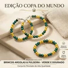 Brinco de Verde e Amarelo Brasil Feminino Copa miçangas diversas