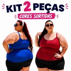 KIT 2 Blusas de Alcinha VIscolycra Plus Size Feminina Regata Cores Sortidas