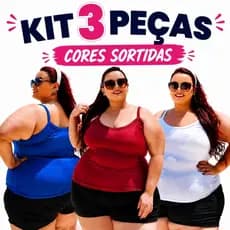 KIT 3 Blusas de Alcinha Plus Size Viscolycra Cores Sortidas Blusinhas Regata