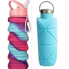Garrafa dóbravel 500ml squeeze escola caminhada colorida azul