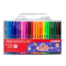 Canetas Hidrográficas Plus Yin’s Paper – Estojo com 24 cores vivas crinaça escola papelaria canetinha desenho colorido