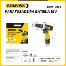 Parafusadeira a Bateria 18V BOMVINK – Modelo BOM-9962
