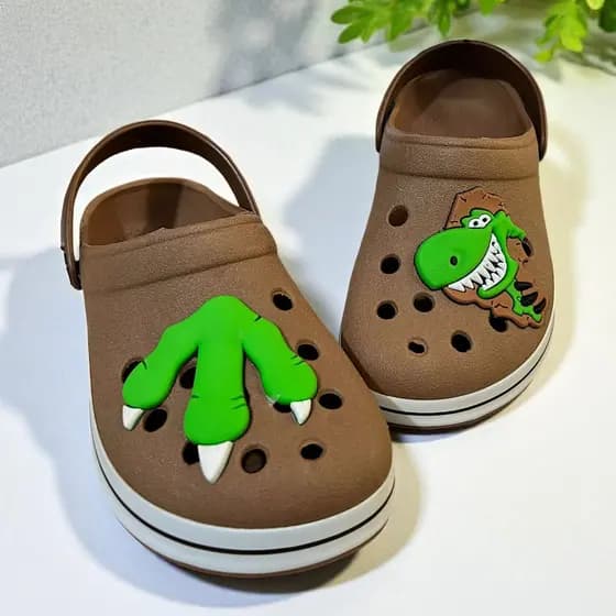 Babuche Fachetado Adulto Personagem Pata Dinossauro Sandália Infantil Menino Antiderrapante Leve Lançamento
