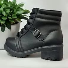 Coturno Bota Feminino Cano Baixo Fivela Solado Tratorado Macio Confortável Tendencia Mulheres Estilosas Moda