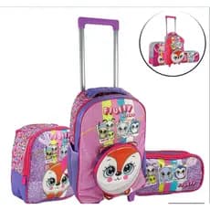 KIT Mochila de Rodas Infantil Raposa 3 Pçs Color
