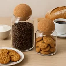 Pote De Vidro  Tampa Esfera De Rolha Cortiça Condimentos Organizador 450ML OU 700ML