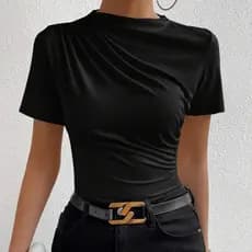 Blusa Feminina Plissada Camisa com gola alta, mulher, causal, social e festa
