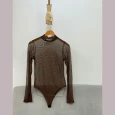 Body Verão Feminino Camiseta Tule Luxo Blusa Feminina Bory Manga Longa Camisa Elegante Sofisticada