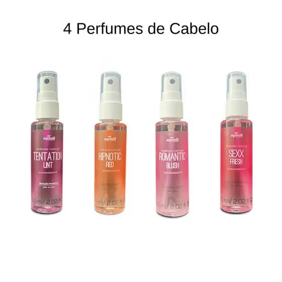 Kit com 4 Perfume para Cabelo Apinil 60 ml