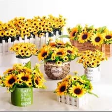 4 Buque De Girassol Com 5 Flor Flores Decoração Decoração