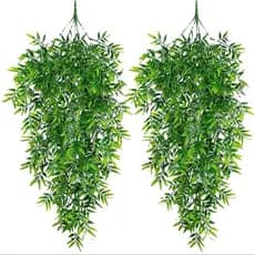 Kit 2 Pendente De Bambu Planta Artificial Folhas De Bambu Caída Decorativa