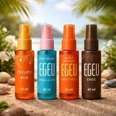 Kit 4 Body Splash Egeo Fragancias refrescantes Vanilla Vibe e Egeo Melancia + Floratta Red (60 ml cada)