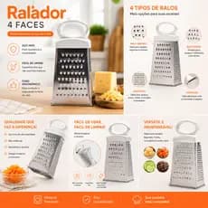 Ralador Medio 4 Faces Inox Para Cozinha