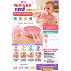 Kit Papinha Bebê 4 Peças: Tigela + Copo com Alça + Garfo e Colher - Ideal para Introdução Alimentar Envio Aleatorio