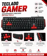 Teclado Gamer KG-03R Nemesis Start 2.0 Preto E Vermelho Usb - 5+