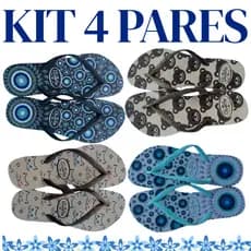 Kit 4 Pares de Chinelo Feminino Adulto Leve Macio Barato Promocao Mais Vendidos