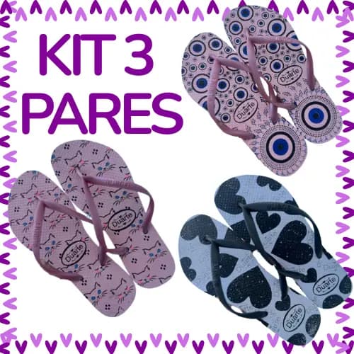 Kit 3 Pares de Chinelo SORTIDOS Feminino Sandalia Macio Mais Vendidos