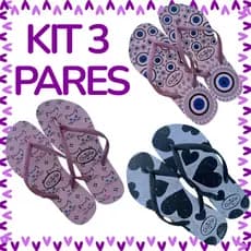 Kit 3 Pares de Chinelo SORTIDOS Feminino Sandalia Macio Mais Vendidos