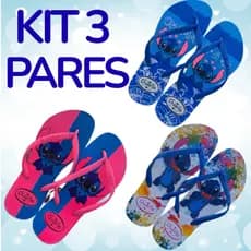 Leve Mais por Menos Kit 3 Pares de Chinelo Sandalia Feminino Moda Stitch