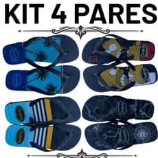 Promoção Chinelo Kit 4 Pares Masculino SORTIDOS Melhores Estampas Adulto